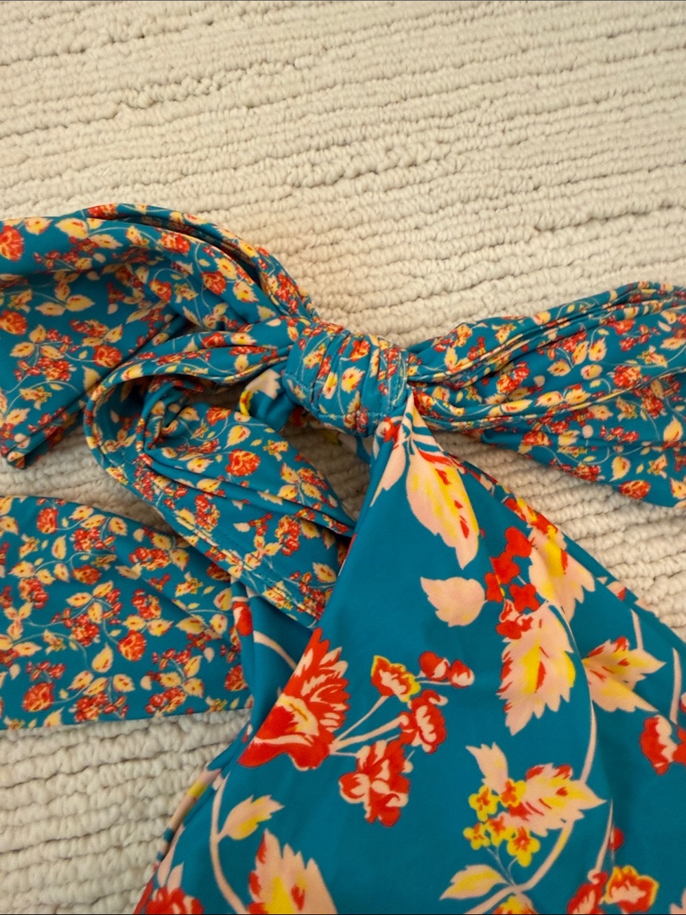 Women’s Summersalt Teal Floral One-Piece Swimsuit with One Shoudler Tie size 6 - Picture 3 of 5
